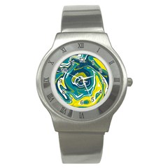 Green Vivid Marble Pattern 14 Stainless Steel Watch by goljakoff