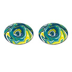 Green Vivid Marble Pattern 14 Cufflinks (oval) by goljakoff