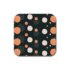 Black Peach White  Rubber Square Coaster (4 Pack)  by Sobalvarro