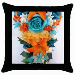 Spring Flowers Throw Pillow Case (black) by LW41021
