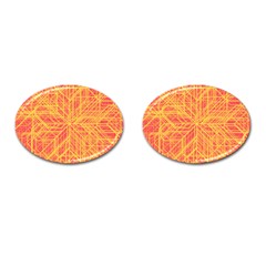 Orange/yellow Line Pattern Cufflinks (oval) by LyleHatchDesign