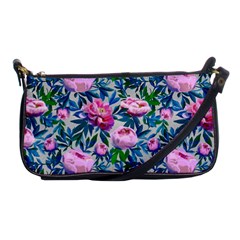 Pink Peonies Watercolor Shoulder Clutch Bag