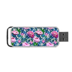 Pink Peonies Watercolor Portable Usb Flash (two Sides) by SychEva