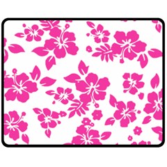 Hibiscus Pattern Pink Double Sided Fleece Blanket (medium)  by GrowBasket