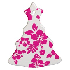 Hibiscus Pattern Pink Christmas Tree Ornament (two Sides) by GrowBasket