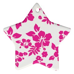 Hibiscus Pattern Pink Star Ornament (two Sides) by GrowBasket