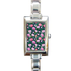 Delicate Watercolor Peony Rectangle Italian Charm Watch by SychEva