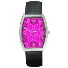 Purple Flower 2 Barrel Style Metal Watch by LW323