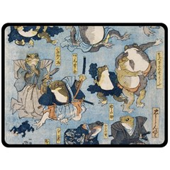 Famous Heroes Of The Kabuki Stage Played By Frogs  Double Sided Fleece Blanket (large)  by Sobalvarro