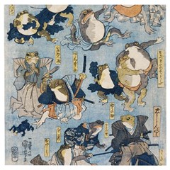 Famous Heroes Of The Kabuki Stage Played By Frogs  Wooden Puzzle Square by Sobalvarro