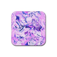 Hydrangea Blossoms Fantasy Gardens Pastel Pink And Blue Rubber Coaster (square)  by CrypticFragmentsDesign