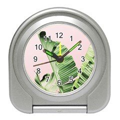 Palm Leaves On Pink Travel Alarm Clock by goljakoff