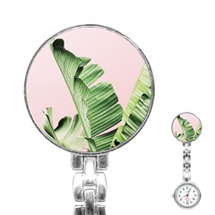 Palm Leaves On Pink Stainless Steel Nurses Watch by goljakoff