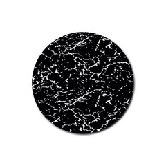 Black And White Grunge Abstract Print Rubber Round Coaster (4 Pack)  by dflcprintsclothing