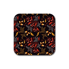 Folk Floral Pattern  Abstract Flowers Surface Design  Seamless Pattern Rubber Coaster (square)  by Eskimos