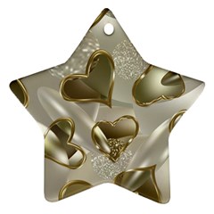   Golden Hearts Star Ornament (two Sides) by Galinka