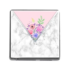 Minimal Pink Floral Marble A Memory Card Reader (square 5 Slot)