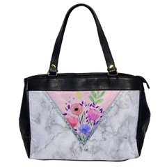 Minimal Pink Floral Marble A Oversize Office Handbag