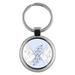 Minimal Silver Blue Marble Bouquet A Key Chain (Round) Front