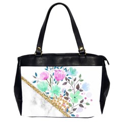 Minimal Green Gold Floral Marble A Oversize Office Handbag (2 Sides)