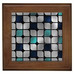 Pattern Abstrat Geometric Blue Grey Framed Tile