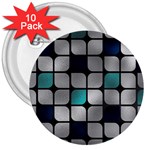 Pattern Abstrat Geometric Blue Grey 3  Buttons (10 pack) 