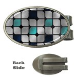 Pattern Abstrat Geometric Blue Grey Money Clips (Oval) 