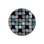 Pattern Abstrat Geometric Blue Grey Rubber Coaster (Round) 