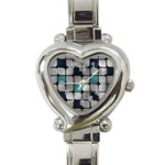 Pattern Abstrat Geometric Blue Grey Heart Italian Charm Watch