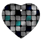 Pattern Abstrat Geometric Blue Grey Heart Ornament (Two Sides)