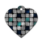 Pattern Abstrat Geometric Blue Grey Dog Tag Heart (One Side)