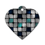 Pattern Abstrat Geometric Blue Grey Dog Tag Heart (Two Sides)