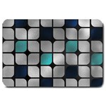 Pattern Abstrat Geometric Blue Grey Large Doormat 