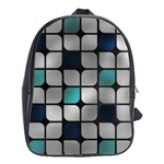 Pattern Abstrat Geometric Blue Grey School Bag (Large)