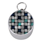 Pattern Abstrat Geometric Blue Grey Mini Silver Compasses