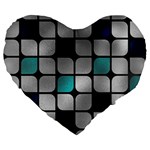 Pattern Abstrat Geometric Blue Grey Large 19  Premium Flano Heart Shape Cushions