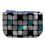 Pattern Abstrat Geometric Blue Grey Large Coin Purse