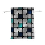 Pattern Abstrat Geometric Blue Grey Lightweight Drawstring Pouch (S)