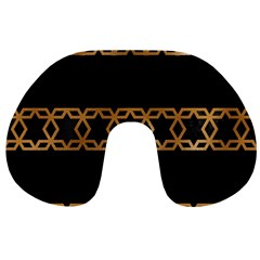 Pattern Geometric Gold Black Travel Neck Pillow by alllovelyideas