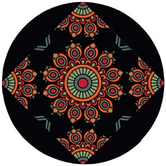 Colored Mandala Dark 2 Wooden Puzzle Round by byali