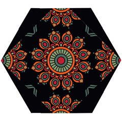 Colored Mandala Dark 2 Wooden Puzzle Hexagon by byali