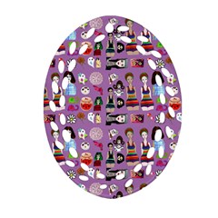 Drawing Collage Purple Ornament (oval Filigree) by snowwhitegirl