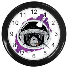 Purple Spacemonkey Wall Clock (black) by goljakoff