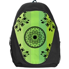 Green Grid Cute Flower Mandala Backpack Bag by Magicworlddreamarts1