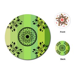 Green Grid Cute Flower Mandala Playing Cards Single Design (round) by Magicworlddreamarts1