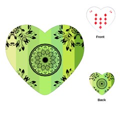 Green Grid Cute Flower Mandala Playing Cards Single Design (heart) by Magicworlddreamarts1