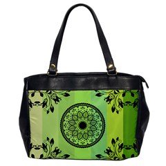 Green Grid Cute Flower Mandala Oversize Office Handbag