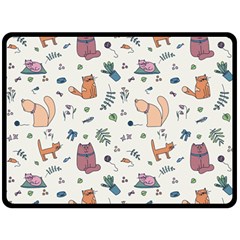 Funny Cats Fleece Blanket (large)  by SychEva