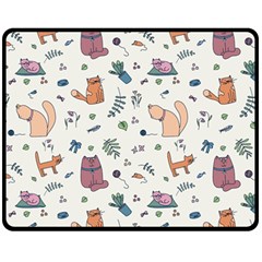 Funny Cats Fleece Blanket (medium)  by SychEva