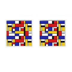 Stripes And Colors Textile Pattern Retro Cufflinks (square) by DinzDas